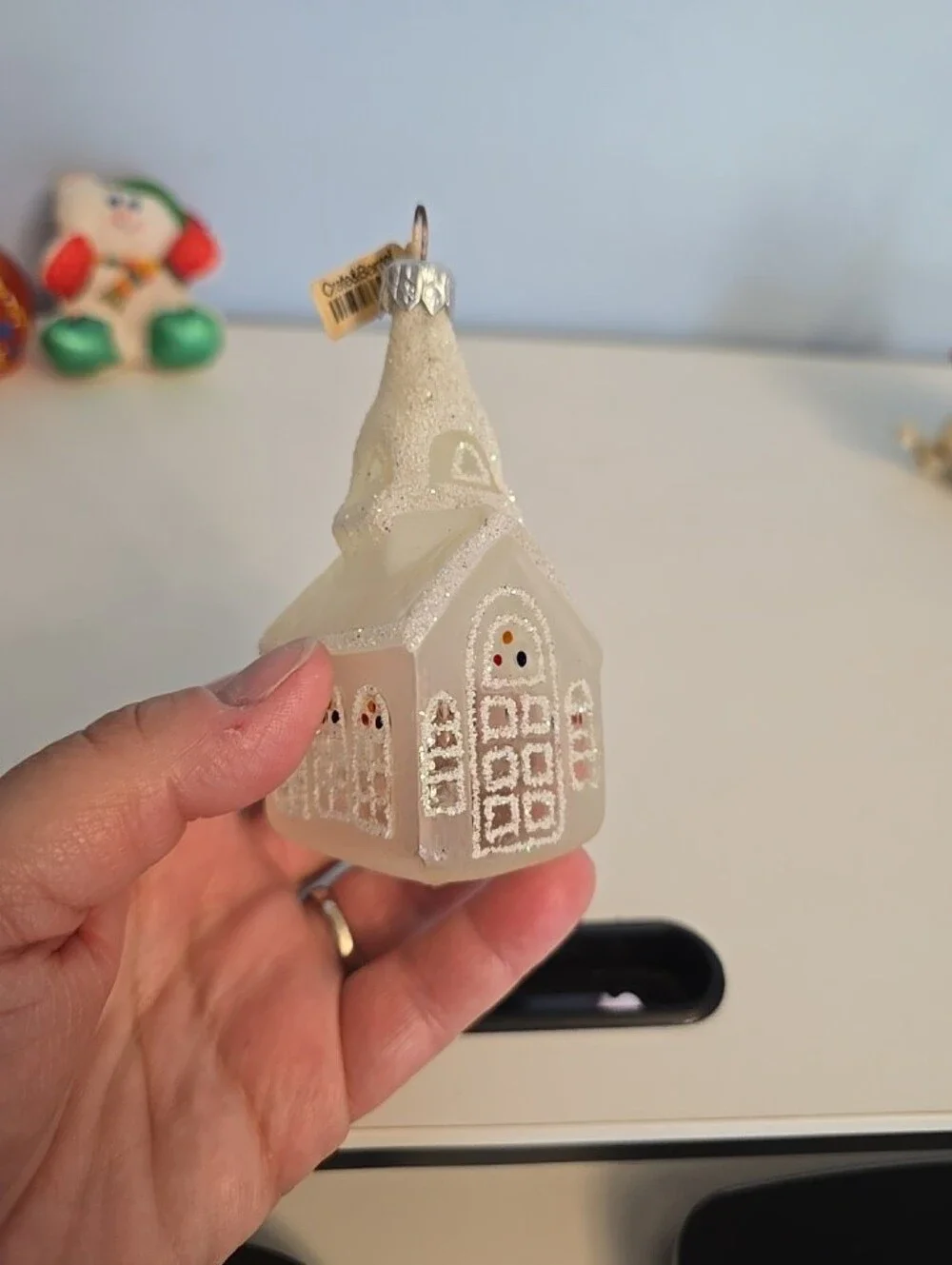 Vintage Crate & Barrel Thin Blown Glass Church Ornament From Czech Republic